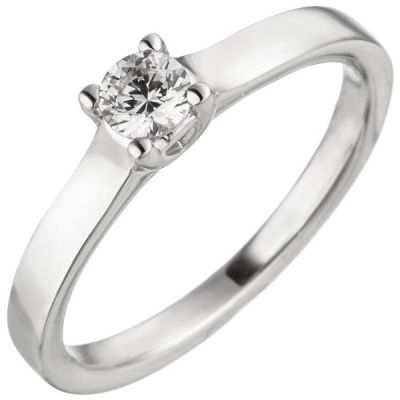 60 - Damen Ring 585 Weißgold, 1 Diamant Brillant 0,25 ct. Diamantring Solitär | 50779 / EAN:4053258362228