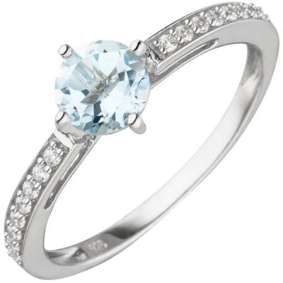 60 - Damen Ring 925 Sterling Silber 1 Blautopas 16 Zirkonia | 53363 / EAN:4053258522622