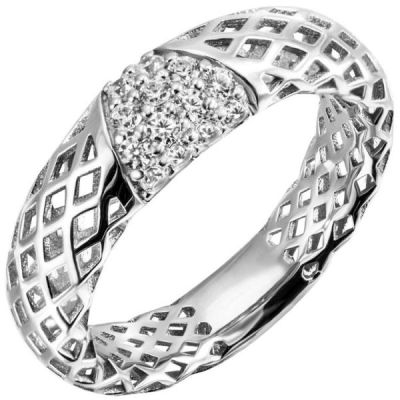 60 - Damen Ring, 925 Sterling Silber, 14 Zirkonia | 51789 / EAN:4053258455562