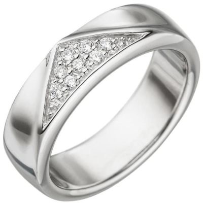 60 - Damen Ring 925 Sterling Silber 8 Zirkonia 6,1 mm breit | 48295 / EAN:4053258328675