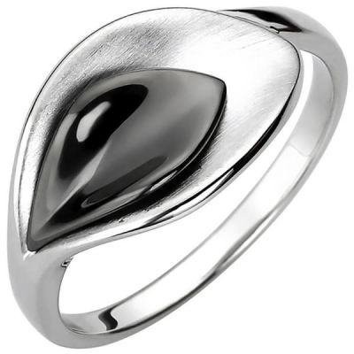 60 - Damen Ring 925 Sterling Silber teilmattiert und schwarz teilrhodiniert | 52718 / EAN:4053258503751