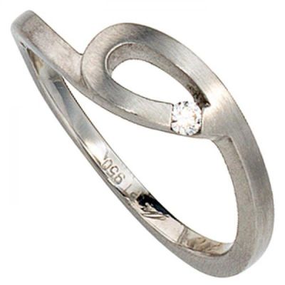 60 - Damen Ring 950 Platin matt 1 Diamant Brillant 0,04ct. Platinring | 32262 / EAN:4053258044070