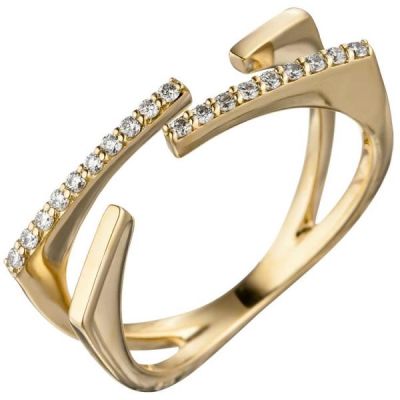 60 - Damen Ring offen 585 Gold Gelbgold 19 Diamanten 0,15ct. | 46764 / EAN:4053258317549