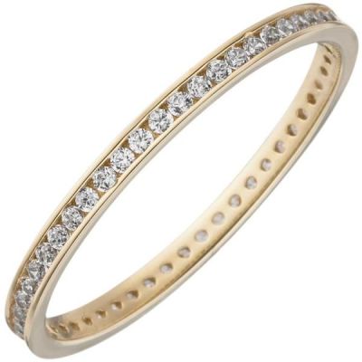 60 - Damen Ring schmal 333 Gelbgold mit Zirkonia rundum | 53663 / EAN:4053258536650