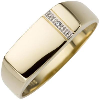 60 - Herren Ring 0,005ct 585 Gold Gelbgold 1 Diamant Brillant Herrenring | 53415 / EAN:4053258521069