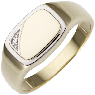 60 - Herren Ring 585 Gold Gelbgold bicolor Diamant Brillant | 53098 / EAN:4053258514603