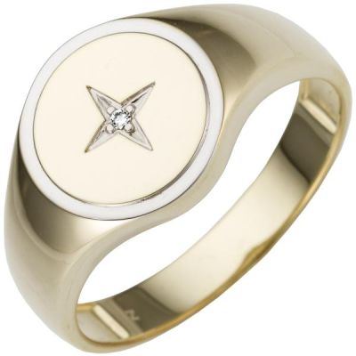 60 - Herren Ring 585 Gold Gelbgold Diamant Brillant Herrenring | 53097 / EAN:4053258514467