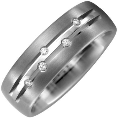 62 - Partner Ring Titan teil matt 5 Diamanten 0,05ct. Partnerring | 48977 / EAN:4053258343623