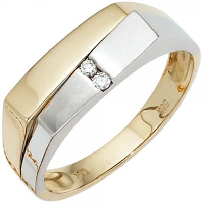 68 - Herren Ring 585 Gelbgold Weißgold mattiert | 40224 / EAN:4053258237519