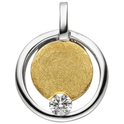 Anhänger 585 Gold Gelbgold bicolor eismatt 1 Diamant Brillant | 52560 / EAN:4053258512517