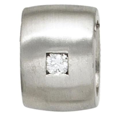 Anhänger 925 Sterling Silber matt mattiert 1 Diamant Brillant 0,05ct. | 40328 / EAN:4053258213995