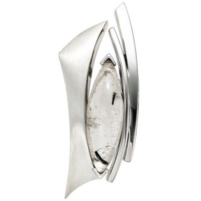 Anhänger 925 Sterling Silber rhodiniert teilmattiert 1 Turmalinquarz | 40363 / EAN:4053258215104