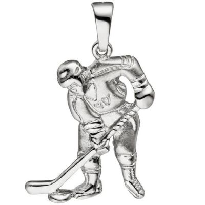 Anhänger Eishockeyspieler Eishockey 925 Silber matt mattiert | 47124 / EAN:4053258321553