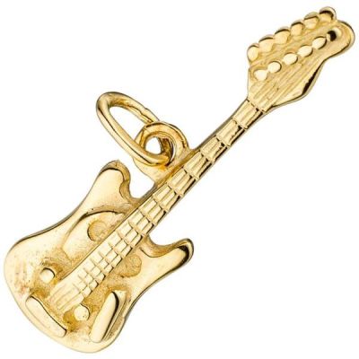 Anhänger Gitarre 925 Sterling Silber gold vergoldet | 52495 / EAN:4053258456651