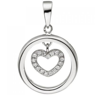 Anhänger Herz Herzen 925 Sterling Silber 21 Zirkonia Silberherz | 50385 / EAN:4053258355084