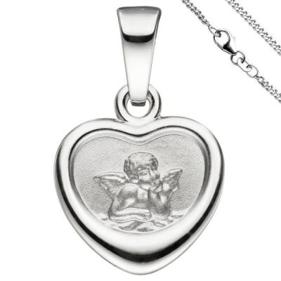 Anhänger Kleines Herz Herzchen Schutzengel 925 Sterling Silber mit Kette 38 cm | 51541 / EAN:4053258366578