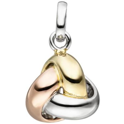 Anhänger Knoten 925 Sterling Silber tricolor vergoldet dreifarbig | 48351 / EAN:4053258329429