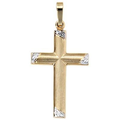 Anhänger Kreuz 333 Gelbgold bicolor mattiert | 37626 / EAN:4053258045954