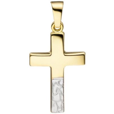 Anhänger Kreuz 333 Gold Gelbgold bicolor diamantiert KreuzAnhänger | 47157 / EAN:4053258321607