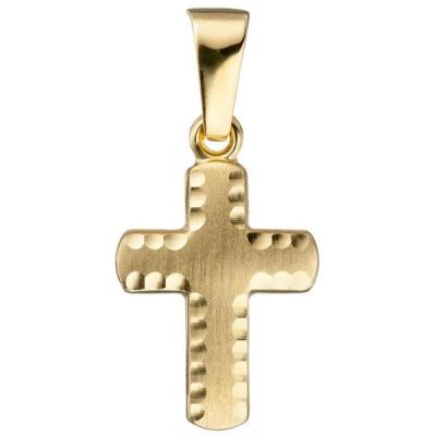 Anhänger Kreuz 585 Gold Gelbgold diamantiert matt KreuzAnhänger | 47155 / EAN:4053258321591