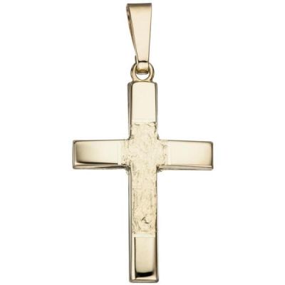 Anhänger Kreuz 585 Gold Gelbgold gehämmert Goldkreuz | 46709 / EAN:4053258311448