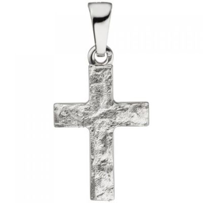 Anhänger Kreuz 925 Silber matt gehämmert Kreuzanhänger Silberkreuz | 50354 / EAN:4053258351710