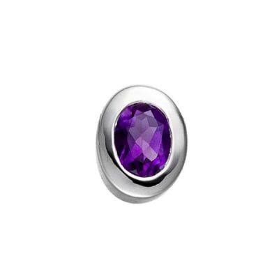 Anhänger oval 925 Sterling Silber rhodiniert 1 Amethyst violett lila | 44944 / EAN:4053258292204