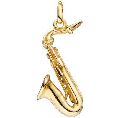Anhänger Saxophon 925 Sterling Silber gold vergoldet | 52493 / EAN:4053258456637