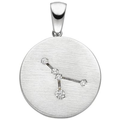 Anhänger Sternzeichen Krebs 925 Sterling Silber matt 5 Zirkonia | 52471 / EAN:4053258509418