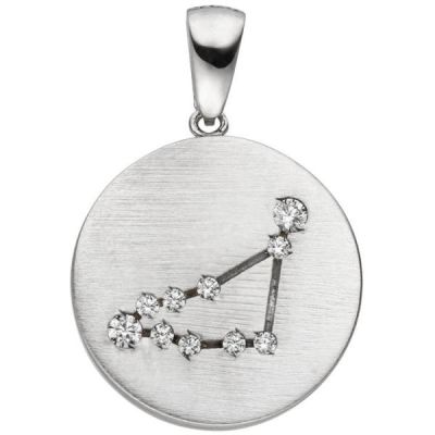 Anhänger Sternzeichen Steinbock 925 Sterling Silber matt 10 Zirkonia Silbera | 52477 / EAN:4053258509531