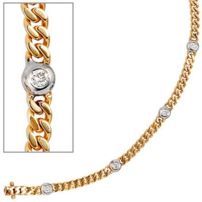 Armband 585 Gelbgold Weißgold bicolor 6 Diamanten Brillanten 19 cm | 35761 / EAN:4053258035818