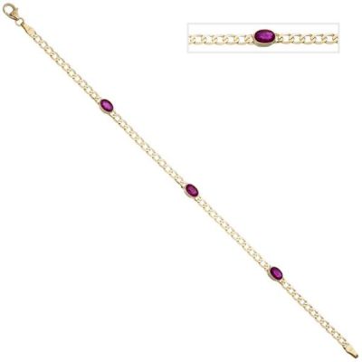 Armband 585 Gold Gelbgold 3 Rubine rot 19,5 cm Goldarmband | 46893 / EAN:4053258315262