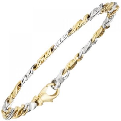 Armband 585 Gold Gelbgold Weißgold bicolor 16 Diamanten Brillanten 18,5 cm | 37412 / EAN:4053258063071