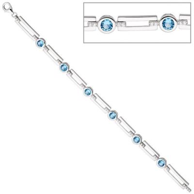 Armband 925 Sterling Silber mit Zirkonia hellblau und weiß 19 cm | 46504 / EAN:4053258317259