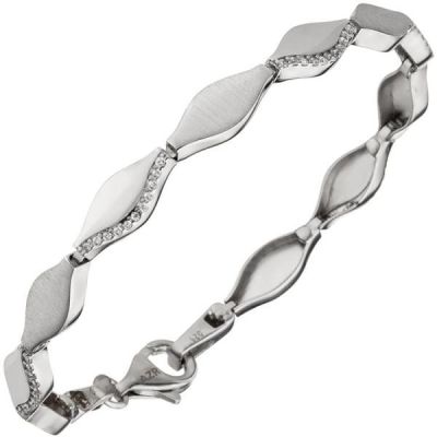 Armband 925 Sterling Silber teil matt 55 Zirkonia 19 cm Silberarmband | 52453 / EAN:4053258460566
