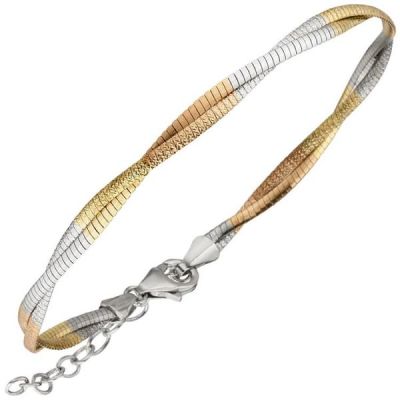 Armband 925 Sterling Silber tricolor dreifarbig vergoldet 23 cm | 52142 / EAN:4053258468418