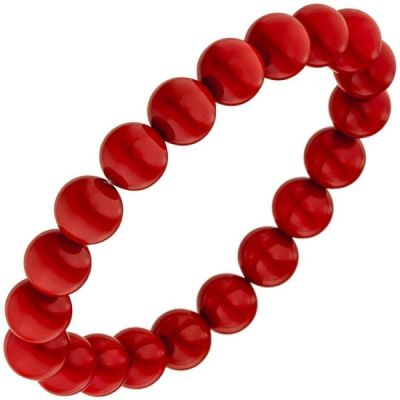 Armband Muschelkern Perlen rot 19 cm Perlenarmband elastisch | 49534 / EAN:4053258342473