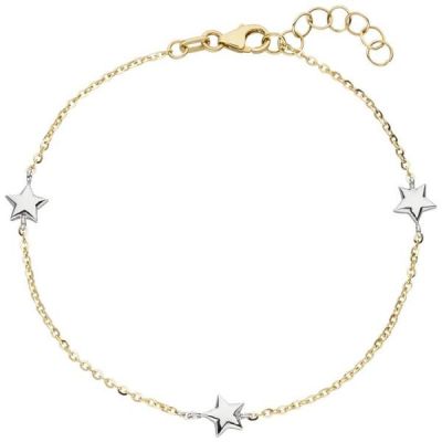 Armband Stern Sterne 375 Gold Gelbgold Weißgold bicolor diamantiert 18 cm | 52094 / EAN:4053258457955