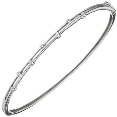 Armreif Armband 925 Sterling Silber 7 Zirkonia schmal dünn | 46505 / EAN:4053258309599