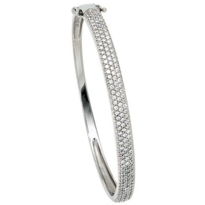 Armreif Armband 925 Sterling Silber mit Zirkonia Klappverschluss | 40554 / EAN:4053258218075