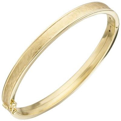 Armreif Armband oval 375 Gold Gelbgold teil matt Goldarmband | 48600 / EAN:4053258341766