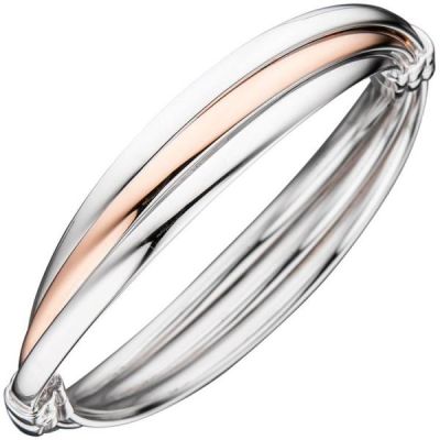 Armreif Armband oval 925 Sterling Silber bicolor vergoldet 12,3 mm breit | 45480 / EAN:4053258299029