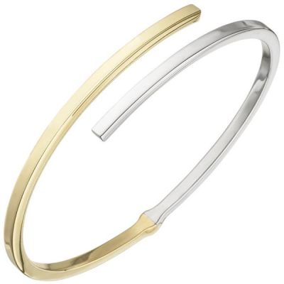 Armreif Armband oval 925 Sterling Silber bicolor vergoldet | 48279 / EAN:4053258328095