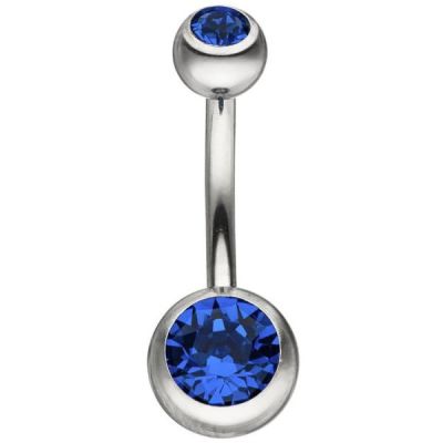 Bauchnabel Piercing aus Edelstahl mit SWAROVSKI® ELEMENTS blau | 52590 / EAN:4053258471944