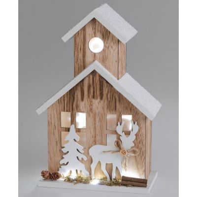 Beleuchtetes Winterhaus aus Holz mit LED Beleuchtung, 30 cm | 11546987 / EAN:4025809526564