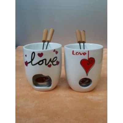 Bild links - Fondue Becher LOVE aus Keramik | 1538 / EAN:4019581834825