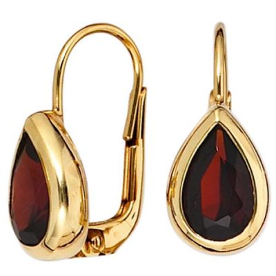 Boutons Tropfen 375 Gold Gelbgold 2 Granate rot Ohrringe Ohrhänger | 39668 / EAN:4053258204382