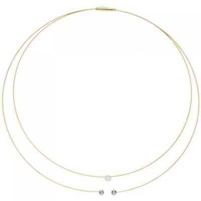 Collier Halskette 2-reihig 750 Gold bicolor 3 Diamanten Brillanten | 48652 / EAN:4053258331323