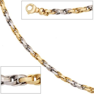 Collier Halskette 585 Gold Gelbgold Weißgold bicolor 45 cm Goldkette | 36262 / EAN:4053258063415
