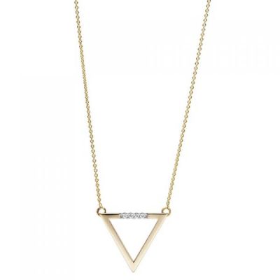 Collier Halskette Dreieck 585 Gold Gelbgold 5 Diamanten Brillanten 42 cm | 48746 / EAN:4053258333129